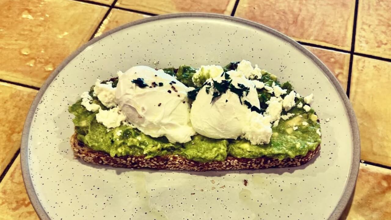 A picture of the cafe's Avocado-Feta Smashed Toast.