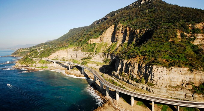 aerial view of sea cliff bridge